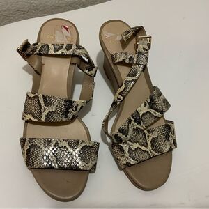Cole Haan Women’s Size 6.5 Ravenna Leather Roccia Snake Skin Print Wedge Sandals